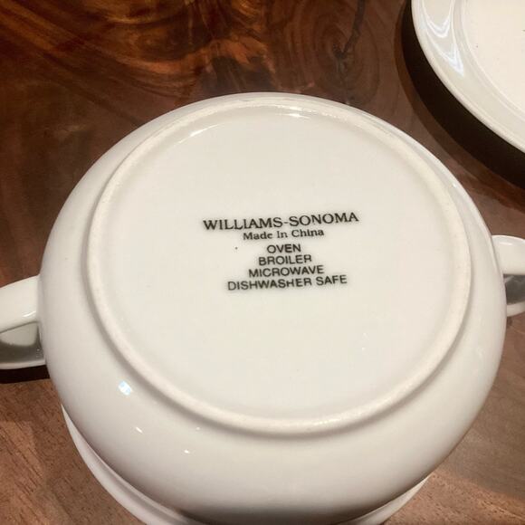 Williams Sonoma White Double Handled Cream Soup Bowl w/ Under Plate - Picture 5 of 5